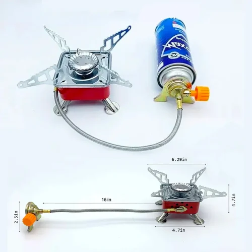 Protable mini gas stove with pipe and gas can